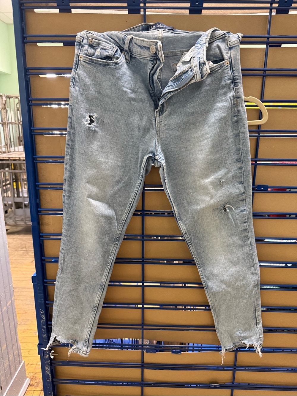 GAP High-Rise Light Blue Distressed Jeans